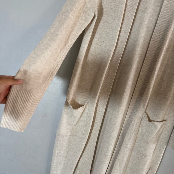 LOFT Cream Wool Blend Long Open Front Cardigan Sweater - Picture 2 of 8